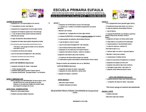 EPS Supply List Spanish
